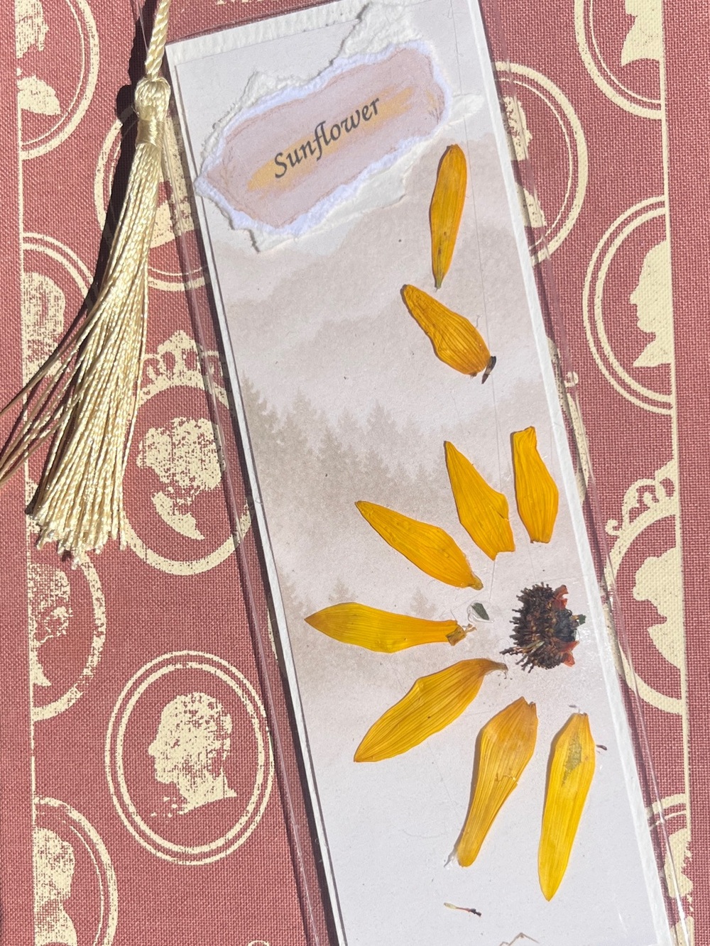 Handmade Pressed Sunflower Bookmark with Tassel | Real Flower | Colorado Gift
